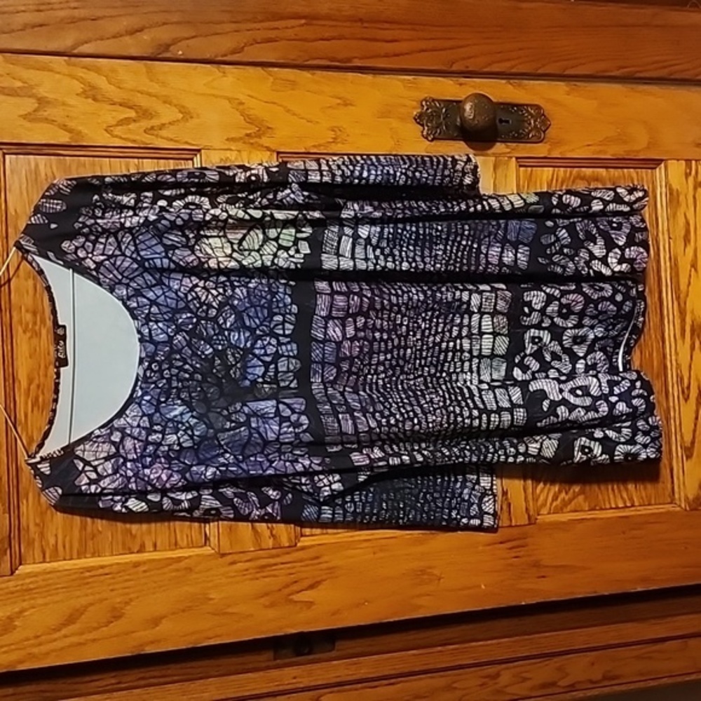 Women's Lily by Firmiana Fashion Top/Tunic |  Size 2XL | Stained Glass Pattern